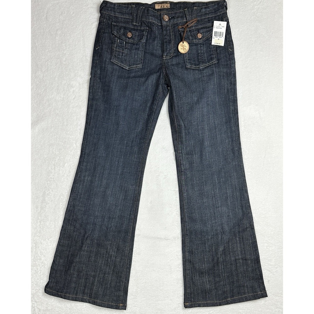 New See Thru Soul Jeans Womens 31 Blue Medium Wash Wide Leg‎